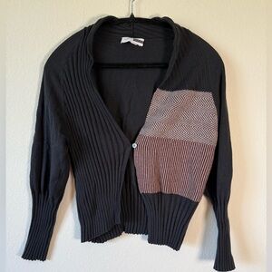 Purple Maroon Asymmetrical Ribbed  Women's Cardigan Sweater